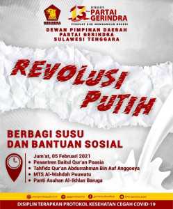 Revolusi Putih, Gerindra Sultra Berbagi Susu dan Sembako di Empat Titik