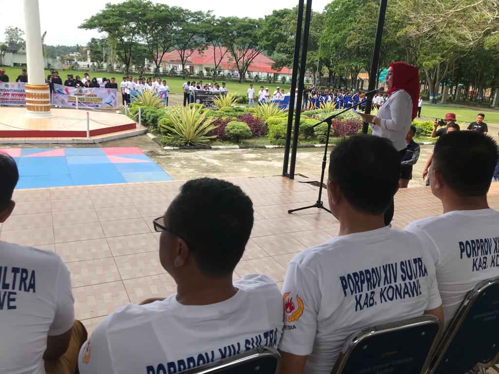 Lepas Kontingan, KSK Minta Pengurus Koni Konawe Berikan Pelayanan Maksimal Untuk Atlet