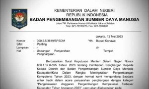 Lagi Konawe Dapat Penghargaan Nasional Sebagai Kabupaten dengan Pengembangan SDM Terbesar