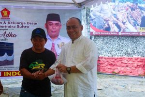 10 Dzulhijjah Gerindra Sultra Salurkan Lima Ekor Hewan Kurban, Triple A: Semoga Bermanfaat