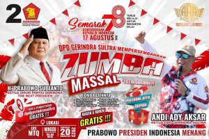 6000an Peserta Siap Ramaikan Zumba Massal DPD Gerindra Sultra, Semarak HUT RI ke 78