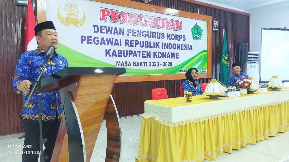 Hadiri Pengukuhan Korpri Konawe, Pj Bupati Tekankan Netralitas ASN pada Pemilu 2024