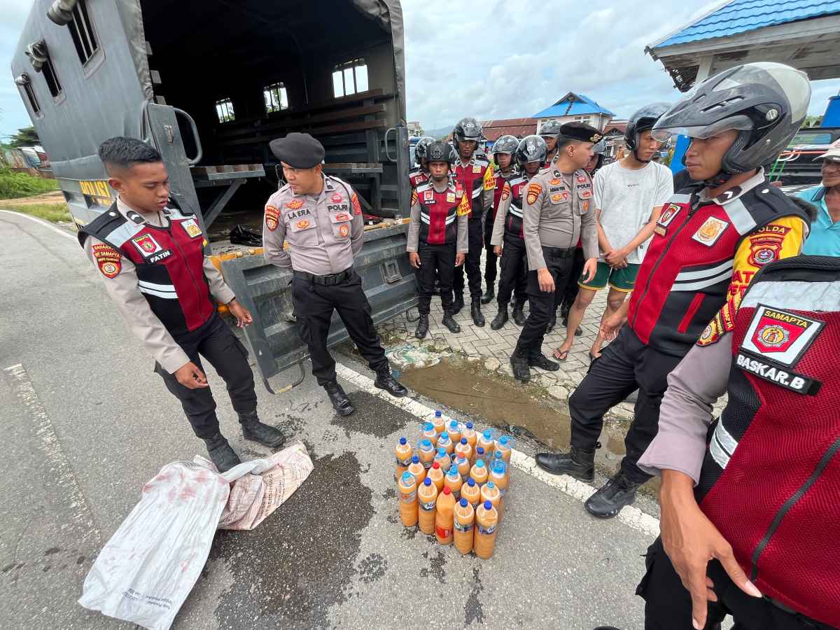 Oprasi Pekat Anoa 2024, Satu Orang Penjual Miras Jenis Ballo Diamankan Polda Sultra