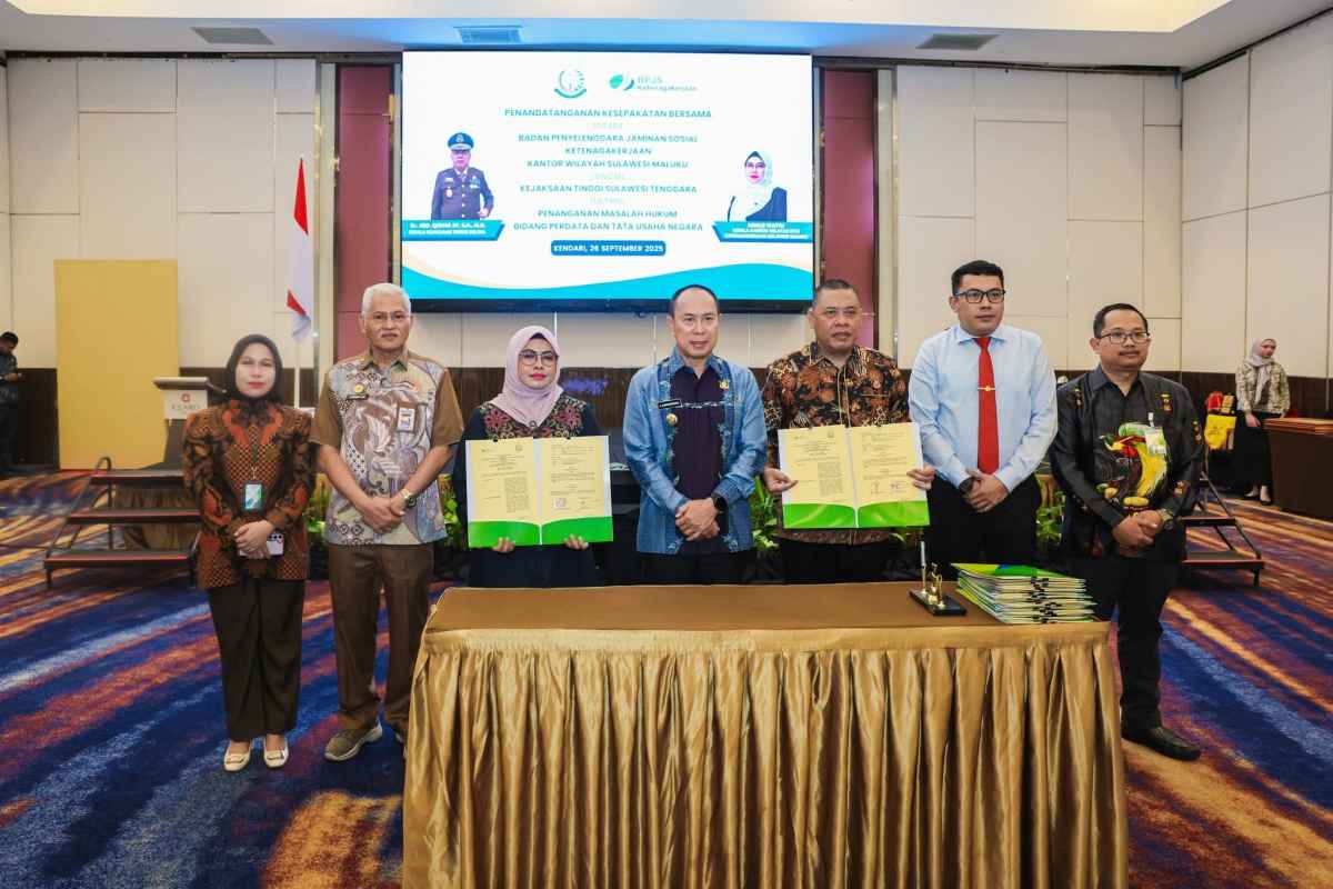 Pemprov Sultra Teken MoU BPJS Ketenagakerjaan dan Kejati Sultra