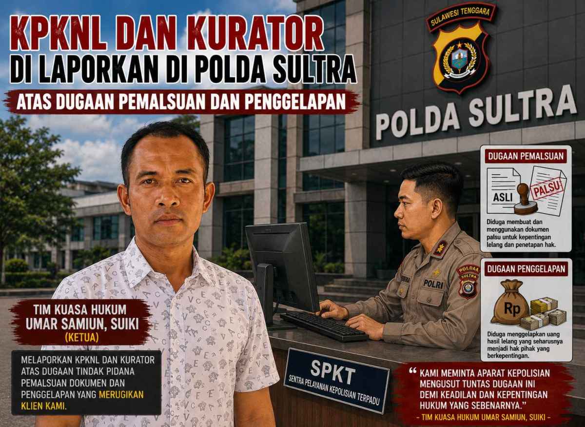 Diduga Gunakan Appraisal Abal-abal Nilai Aset Lelang, Umar Samiun Laporkan KPKNL dan Kurator di Polisi