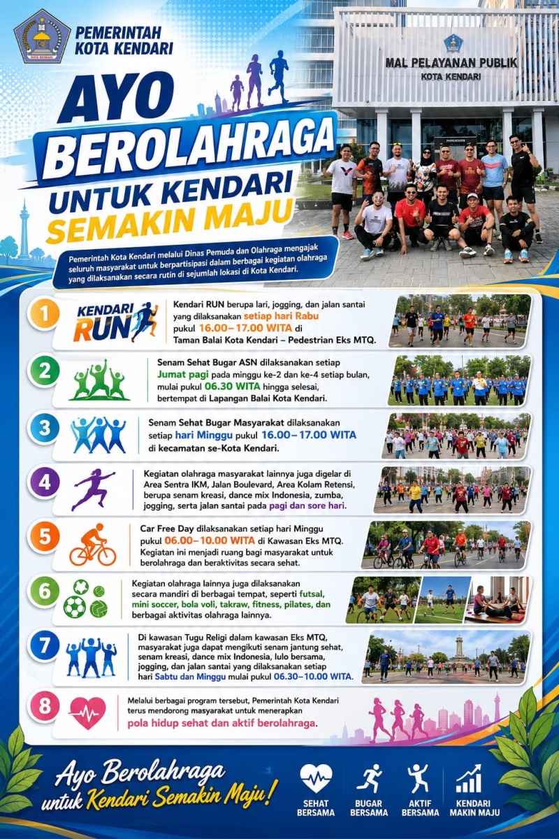 Pemkot Kendari Ajak Warga Terapkan Gaya Hidup Sehat Lewat Beragam Program Olahraga Rutin