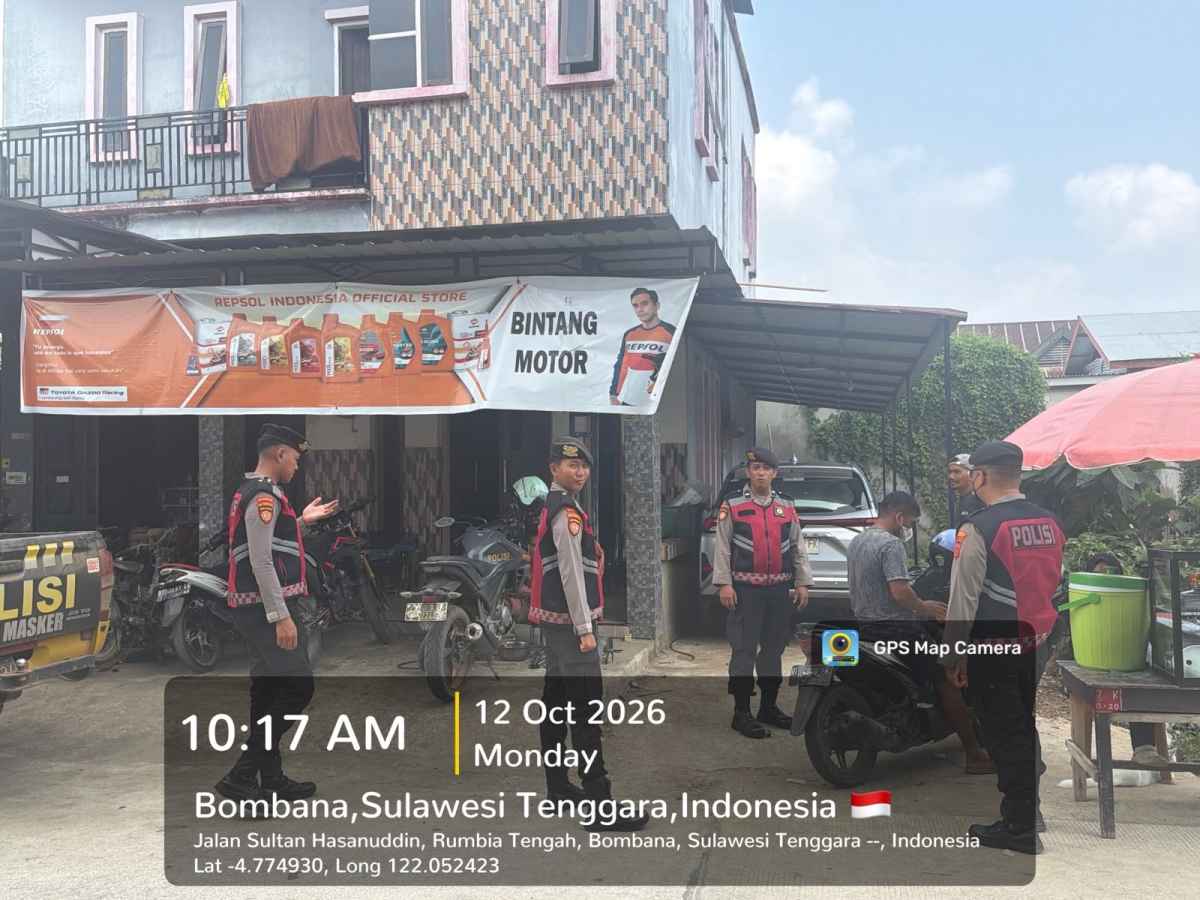 Cegah Gangguan Kamtibmas, Sat Samapta Polres Bombana Intensifkan Patroli di Rumbia Tengah